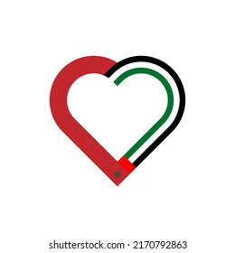 concepto de unidad. icono de la cinta de corazón de las banderas de marruecos y de los emiratos árabes unidos. ilustración vectorial aislada en fondo blanco
