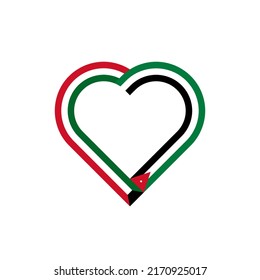 unity concept. heart ribbon icon of kuwait and jordan flags. vector illustration isolated on white background