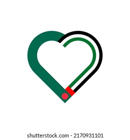 unity concept. heart ribbon icon of bangladesh and united arab emirates flags. vector illustration isolated on white background
