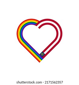 Einheitskonzept. Herzbandsymbol von Regenbogen- und Georgia-Staatsflaggen. Vektorgrafik einzeln auf weißem Hintergrund