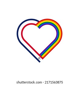 unity concept. heart ribbon icon of iowa state and rainbow flags. vector illustration isolated on white background