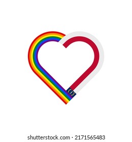 unity concept. heart ribbon icon of rainbow and north carolina state flags. vector illustration isolated on white background