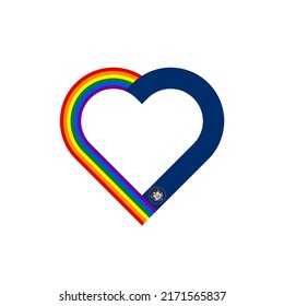 unity concept. heart ribbon icon of rainbow and utah state flags. vector illustration isolated on white background