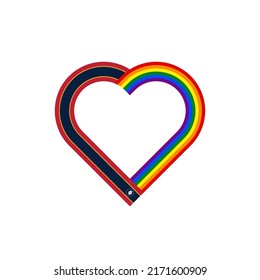 unity concept. heart ribbon icon of mississippi state and rainbow flags. vector illustration isolated on white background