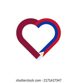 Einheitskonzept. Herzbandsymbol von Katar- und Philippinflags. Vektorgrafik einzeln auf weißem Hintergrund