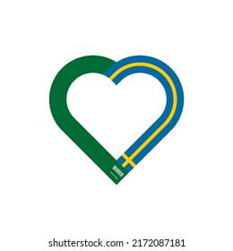 unity concept. heart ribbon icon of saudi arabia and sweden flags. vector illustration isolated on white background
