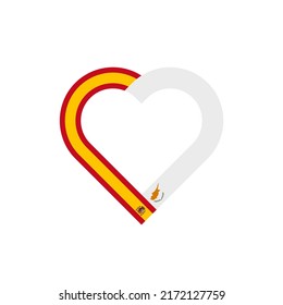 concepto de unidad. icono de la cinta de corazón de banderas de españa y chipre. ilustración vectorial aislada en fondo blanco
