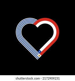 unity concept. heart ribbon icon of uruguay and chile flags. vector illustration isolated on black background