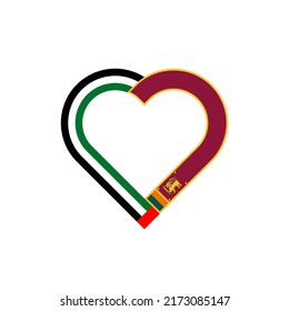 concepto de unidad. icono de la cinta de corazón de los emiratos árabes unidos y banderas de sri lanka. ilustración vectorial aislada en fondo blanco