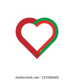 unity concept. heart ribbon icon of morocco and burkina faso flags. vector illustration isolated on white background
