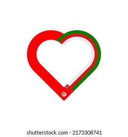 unity concept. heart ribbon icon of tunisia and oman flags. vector illustration isolated on white background
