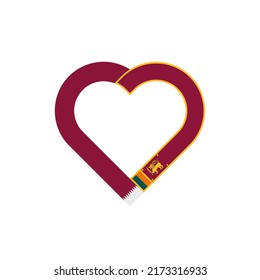 concepto de unidad. icono de la cinta de corazón de las banderas de qatar y sri lanka. ilustración vectorial aislada en fondo blanco