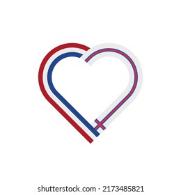 unity concept. heart ribbon icon of netherlands and faroe islands flags. vector illustration isolated on white background