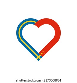 concepto de unidad. icono de la cinta de corazón de banderas de suecia y china. ilustración vectorial aislada en fondo blanco