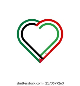 unity concept. heart ribbon icon of palestine and iran flags. vector illustration isolated on white background