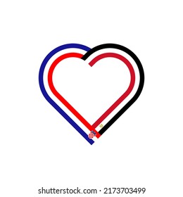 Einheitskonzept. Herzbandsymbol von Kroatien und Eyypt-Flaggen. Vektorgrafik einzeln auf weißem Hintergrund
