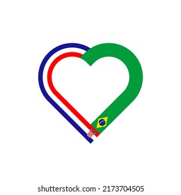 unity concept. heart ribbon icon of croatia and brazil flags. vector illustration isolated on white background