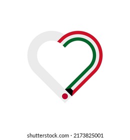 unity concept. heart ribbon icon of japan and kuwait flags. vector illustration isolated on white background