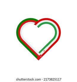 concepto de unidad. icono de la cinta de corazón de las banderas omán e irán. ilustración vectorial aislada en fondo blanco