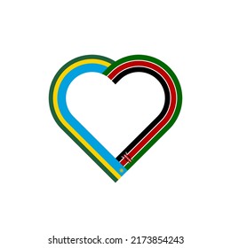 unity concept. heart ribbon icon of rwanda and kenya flags. vector illustration isolated on white background