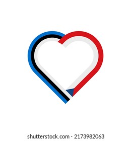 unity concept. heart ribbon icon of estonia and czech republic flags. vector illustration isolated on white background