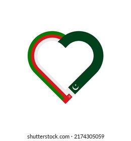 unity concept. heart ribbon icon of oman and pakistan flags. vector illustration isolated on white background