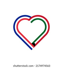unity concept. heart ribbon icon of france and kuwait flags. vector illustration isolated on white background