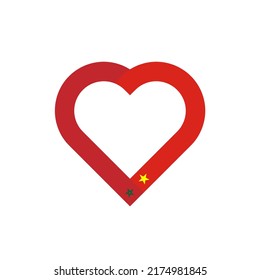 unity concept. heart ribbon icon of morocco and vietnam flags. vector illustration isolated on white background