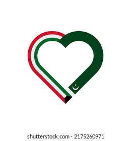 concepto de unidad. icono de la cinta de corazón de las banderas de kuwait y pakistán. ilustración vectorial aislada en fondo blanco