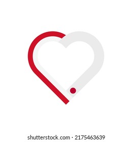 unity concept. heart ribbon icon of indonesia and japan flags. vector illustration isolated on white background