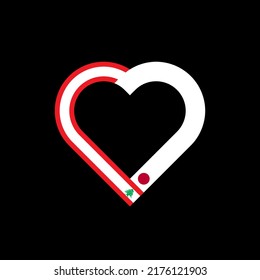 unity concept. heart ribbon icon of lebanon and japan flags. vector illustration isolated on black background
