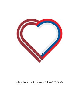 concepto de unidad. icono de la cinta de corazón de las banderas de letonia y eslovenia. ilustración vectorial aislada en fondo blanco