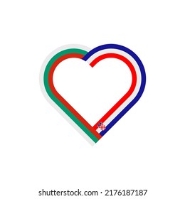 concepto de unidad. icono de la cinta de corazón de bulgaria y banderas croatas. ilustración vectorial aislada en fondo blanco
