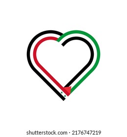 unity concept. heart ribbon icon of syria and palestine flags. vector illustration isolated on white background