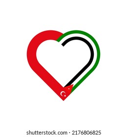 unity concept. heart ribbon icon of turkey and jordan flags. vector illustration isolated on white background