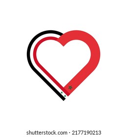 unity concept. heart ribbon icon of syria and morocco flags. vector illustration isolated on white background