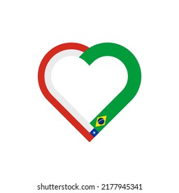 unity concept. heart ribbon icon of chile and brazil flags. vector illustration isolated on white background