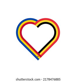 unity concept. heart ribbon icon of moldova and belgium flags. vector illustration isolated on white background