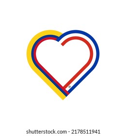 concepto de unidad. icono de la cinta de corazón de las banderas de colombia y paraguay. ilustración vectorial aislada en fondo blanco