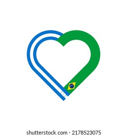 Einheitskonzept. Herzbandsymbol von Honduras und brasilianischen Flaggen. Vektorgrafik einzeln auf weißem Hintergrund