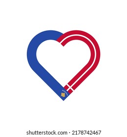 concepto de unidad. icono de la cinta de corazón de las banderas kosovo y denmark. ilustración vectorial aislada en fondo blanco