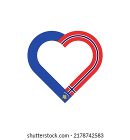 unity concept. heart ribbon icon of kosovo and norway flags. vector illustration isolated on white background