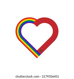 unity concept. heart ribbon icon of rainbow and morocco flags. vector illustration isolated on white background