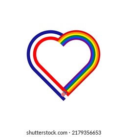 Einheitskonzept. Herzbandsymbol von Kroaten und Regenbogenflaggen. Vektorgrafik einzeln auf weißem Hintergrund