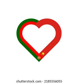 unity concept. heart ribbon icon of portugal and vietnam flags. vector illustration isolated on white background	