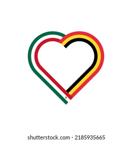 unity concept. heart ribbon icon of mexico and belgium flags. vector illustration isolated on white background