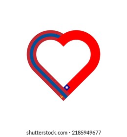 concepto de unidad. icono de la cinta de corazón de las banderas de mongolia y taiwán. ilustración vectorial aislada en fondo blanco