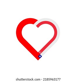 concepto de unidad. icono de la cinta de corazón de las banderas de singapur y taiwán. ilustración vectorial aislada en fondo blanco