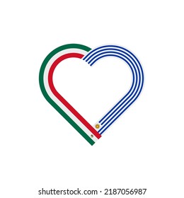 unity concept. heart ribbon icon of mexico and uruguay flags. vector illustration isolated on white background