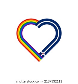 unity concept. heart ribbon icon of rainbow and indianapolis flags. vector illustration isolated on white background